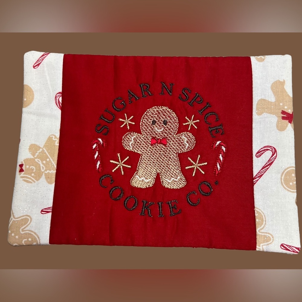 Hand Crafted Mug Rug Coaster Embroidered Cotton Fabric Padded Absorbs Liquid